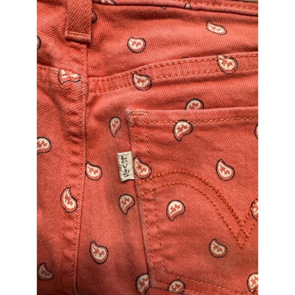Levis 535 Legging Skinny Jeans Red Peach Print Womens Cotton Blend - Picture 13 of 13